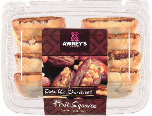 Awrey's Date Nut Shortbread Fruit Squares Perspective: front