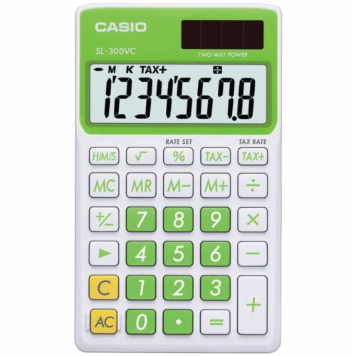 Casio SL300VC 8 Digit Display Solar Wallet Calculator Green 1