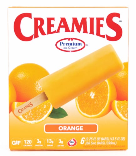 Creamies Reduced Fat Orange Flavored Ice Cream Bars, 6 ct - City Market