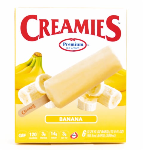 Creamies Reduced Fat Banana Cream Ice Cream Bars Perspective: front