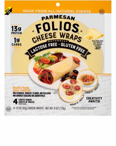 Folios Gluten Free Parmesan Cheese Wraps Perspective: front