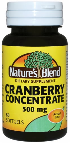 Nature's Blend Cranberry Concentrate Softgels 500mg 60 Count Perspective: front