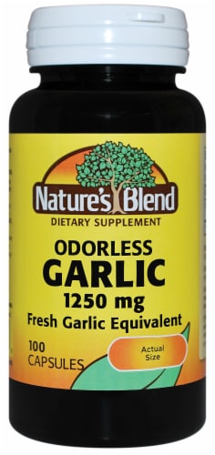 Nature's Blend Odorless Garlic Capsules, 1250 mg, 100 Ct Perspective: front