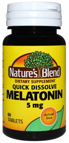 Nature's Blend Melatonin Quick Dissolve Tablets 5mg 60 Count Perspective: front