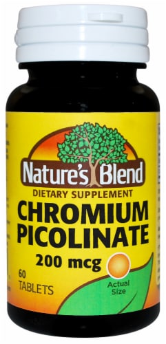 Nature's Blend Chromium Picolinate Tablets 200mg 60 Count Perspective: front