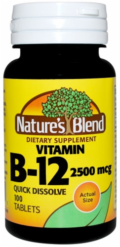 Nature's Blend Vitamin B-12 Tablets 2500mcg 100 Count Perspective: front