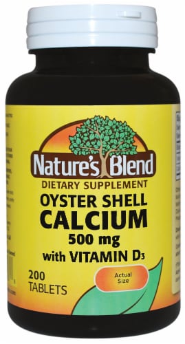 Nature's Blend Oyster Shell Calcium D3 Tablets 500mg Perspective: front