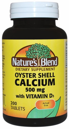 Nature's Blend Oyster Shell Calcium D3 Tablets 500mg Perspective: front