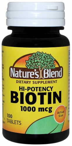 Nature's Blend Hi-Potency Biotin Tablets 1000mcg 100 Count Perspective: front