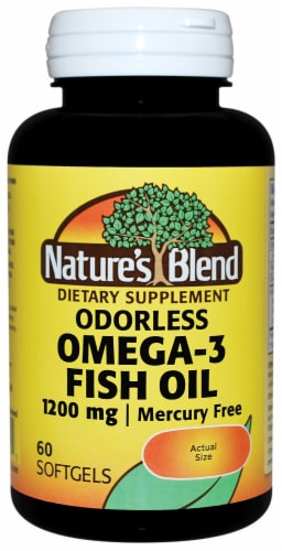 Nature's Blend Odorless Omega-3 Fish Oil Softgels 1200mg Perspective: front