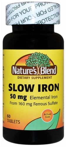 Nature's Blend Slow Iron Tablets 50mg Perspective: front