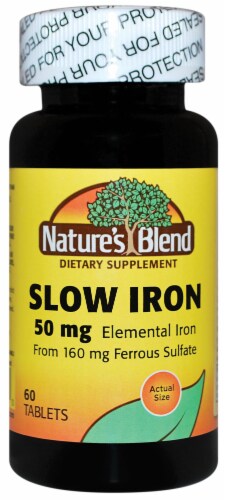 Nature's Blend Slow Iron Tablets 50mg Perspective: front