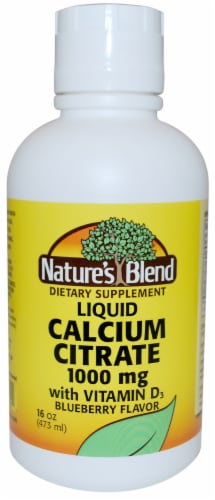 Natures Blend Calcium Citrate with Vitamin D3 Blueberry Flavor Liquid 1000mg Perspective: front