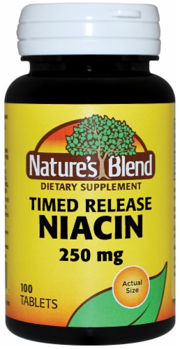 Nature's Blend Timed Release Niacin Tablets 250mg Perspective: front