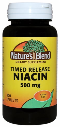 Natures Blend Time Release Niacin 500mg Tablets 100 Count Perspective: front