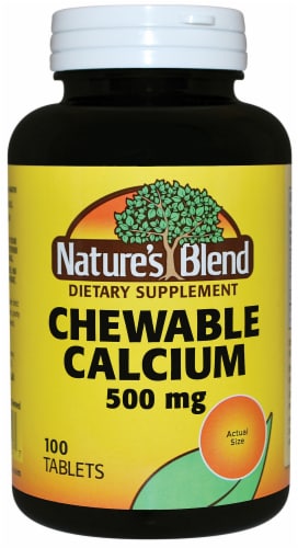 Nature's Blend Chewable Calcium Tablets 500mg Perspective: front