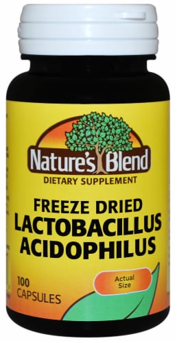 Nature's Blend Freeze Dried Lactobacillus Acidophilus Capsules 100 Count Perspective: front