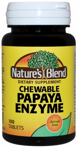 Nature's Blend Chewable Papaya Enzyme Tablets 100 Count Perspective: front
