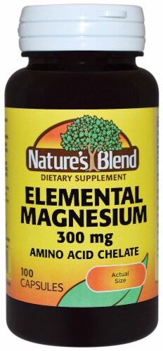 Nature's Blend Elemental Magnesium Capsules 300mg 100 Count Perspective: front
