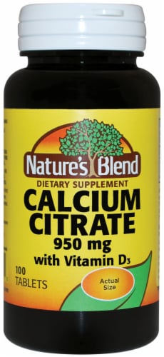 Natures Blend Calcium Citrate & D3 Tablets 950mg Perspective: front