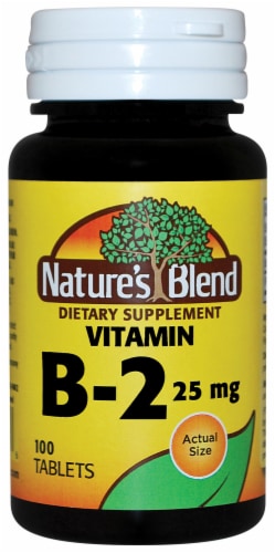 Nature's Blend Vitamin B-2 Tablets 25mg 100 Count Perspective: front