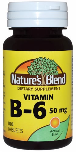 Nature's Blend Vitamin B-6 Tablets 50mg 100 Count Perspective: front