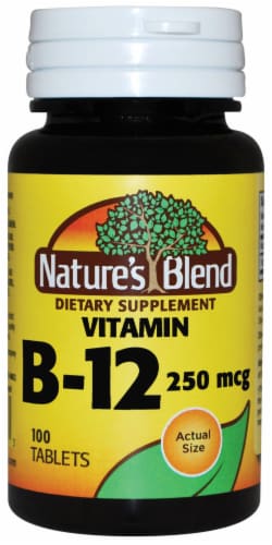 Nature’s Blend Vitamin B-12 Tablets 250mcg 100 Count Perspective: front