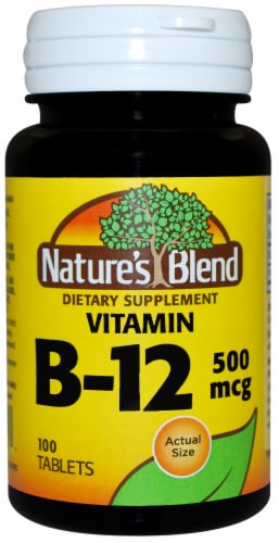 Natures Blend Vitamin B-12 Tablets 500mcg 100 Count Perspective: front