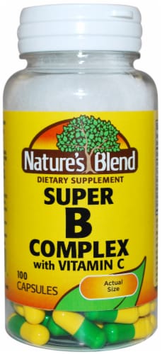 Natures Blend Super B Complex With Vitamin C Capsules 100 Count Perspective: front
