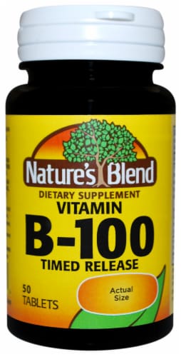 Nature's Blend Complex B-100 Time Release Tablets 50 Count Perspective: front