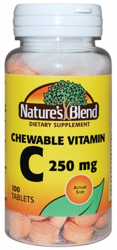 Nature's Blend Chewable Vitamin C Tablets 250mg 100 Count Perspective: front