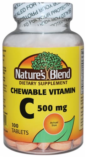 Nature’s Blend Chewable Vitamin C Tablets 500mg 100 Count Perspective: front