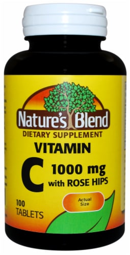 Nature's Blend Vitamin C with Rose Hips Tablets 1000mg 100 Count Perspective: front