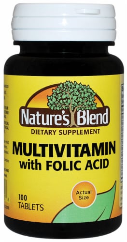 Nature's Blend Multivitamin with Foilic Acid Tablets Perspective: front