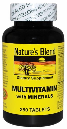 Nature's Blend Multivitamin with Minerals Tablets 250 Count Perspective: front