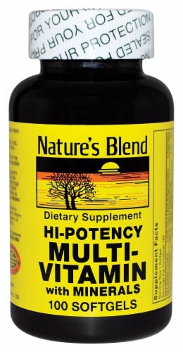Nature's Blend Hi-Potency Multivitamin & Mineral Softgels 100 Count Perspective: front