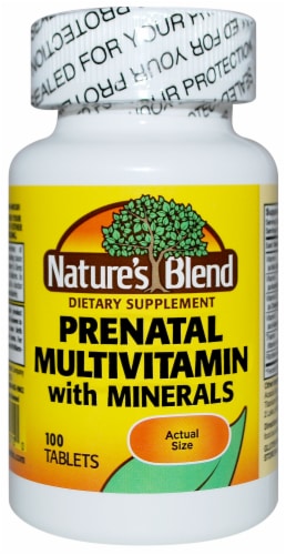 Nature's Blend Prenatal Multivitamin with Minerals Tablets Perspective: front