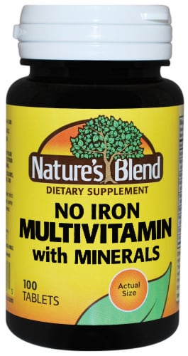 Natures Blend No Iron Multivitamin with Minerals Tablets 100 Count Perspective: front
