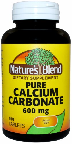 Nature's Blend Pure Calcium 600mg Carbonate Tablets Perspective: front