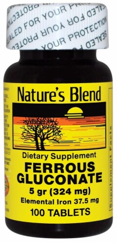 Nature's Blend Ferrous Gluconate Tablets 324mg Perspective: front