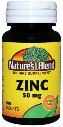 Nature's Blend Zinc Tablets 50mg 100 Count Perspective: front