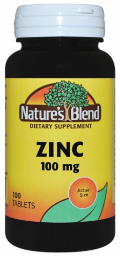 Nature's Blend Zinc Tablets 100mg 100 Count Perspective: front