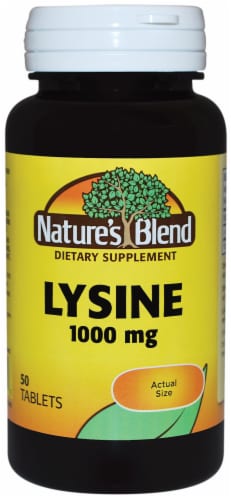 Nature's Blend Lysine Tablets 1000mg 50 Count Perspective: front