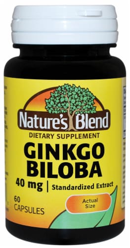 Nature's Blend Ginkgo Biloba Standardized Extract Capsules 40mg 60 Count Perspective: front