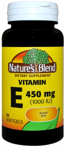Nature’s Blend Vitamin E Softgels 450mg 50 Count Perspective: front