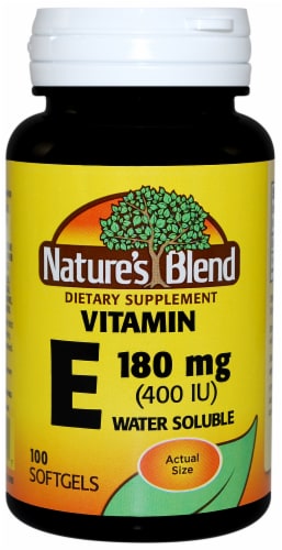 Natures Blend Vitamin E Water Soluble Softgels 180mg 100 Count Perspective: front