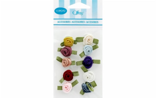 Offray Accent Ribbon Roses Small 10pc Multi Perspective: front