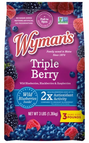 Wyman's® of Maine Triple Berry Blend Frozen Bag Perspective: front