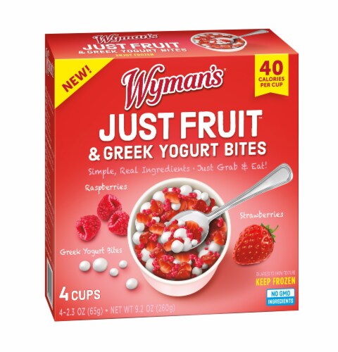 Wyman's® Just Fruit™ Raspberries Strawberries & Greek Yogurt Bites Perspective: front