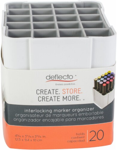 Deflecto Interlocking Marker Organizer-White, 4.4 Wx4.3 Hx4 D Perspective: front